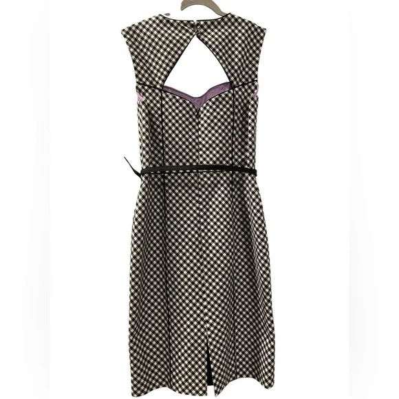 White House Black Market Sleeveless Black/White Gingham Sheath Dress Size 8 - Picture 5 of 12